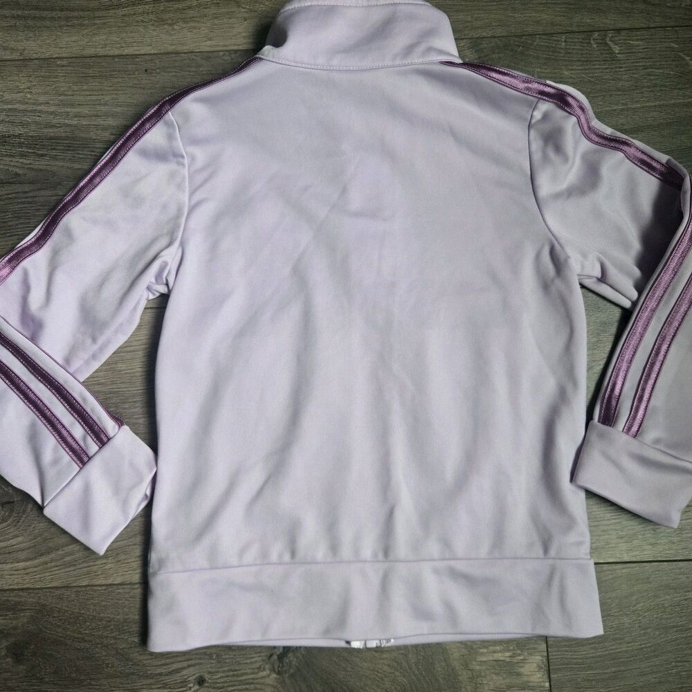 Lavender Adidas 2‑Piece Tracksuit Set 4T Jacket Pants Purple Stripes Athleisure - Picture 14 of 16